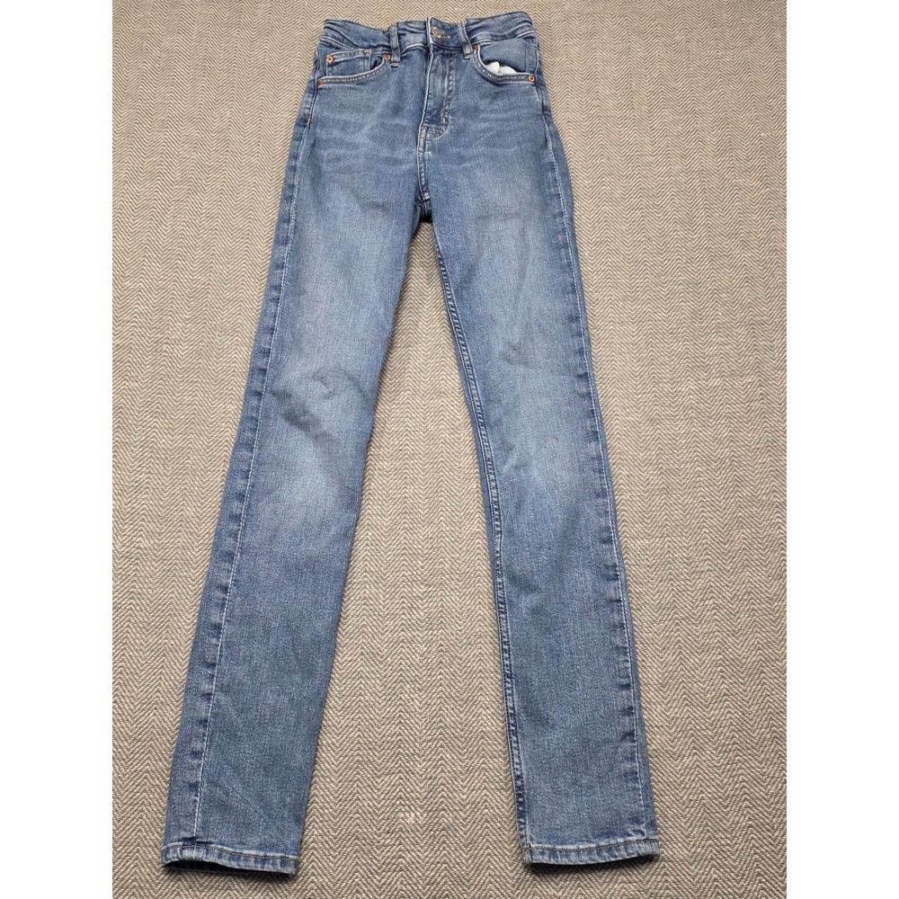 HM Womens High Waist Skinny Jeans Medium Blue Wash Denim Size 2 23 Waist